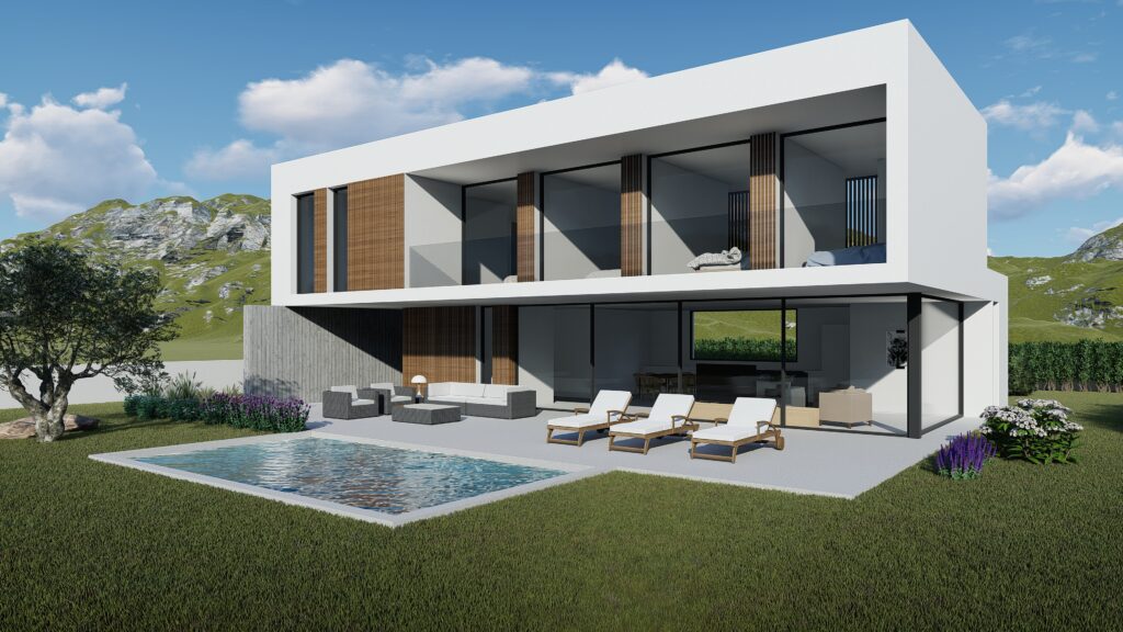 Taula d'arquitectura - Planols vivenda render