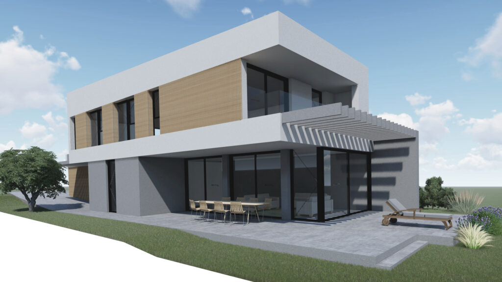 Taula d'arquitectura - Planols vivenda render