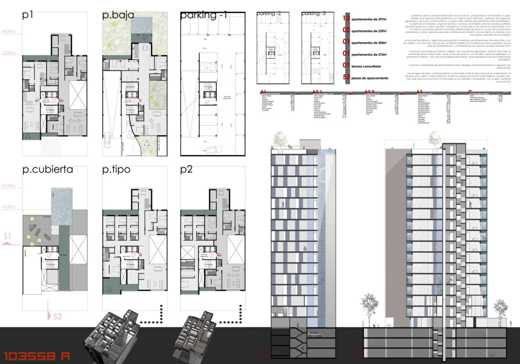 Taula d'arquitectura - Planols vivenda render