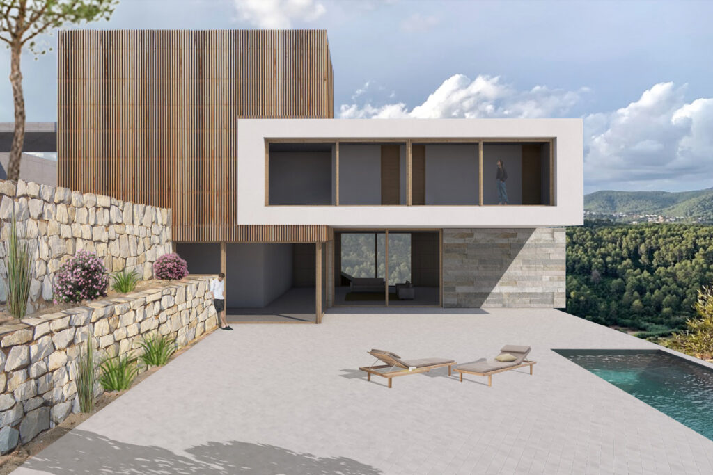 Taula d'arquitectura - Planols vivenda render