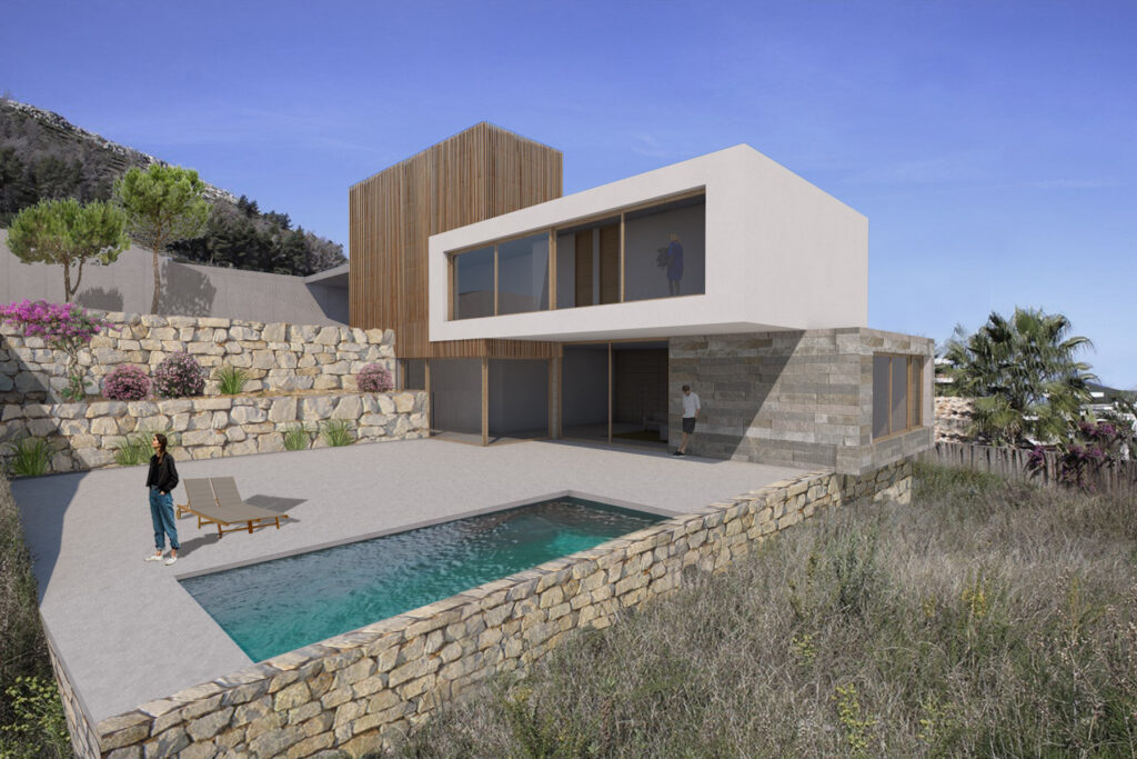 Taula d'arquitectura - Planols vivenda render