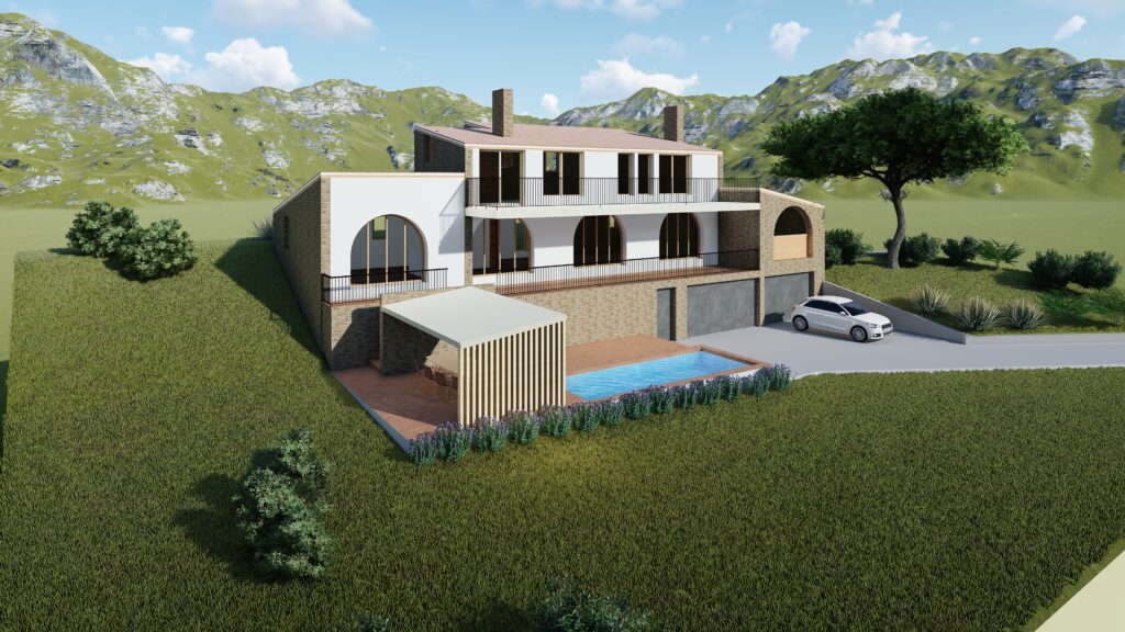 Taula d'arquitectura - Planols vivenda render