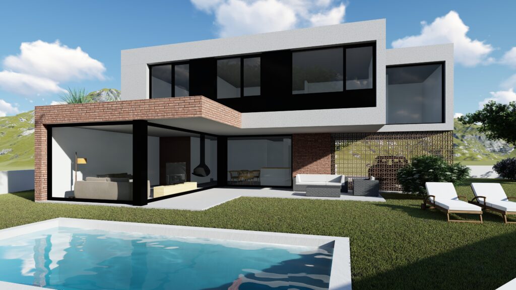 Taula d'arquitectura - Planols vivenda render