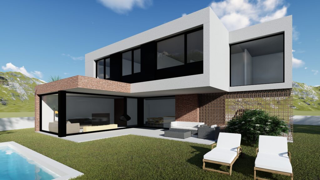 Taula d'arquitectura - Planols vivenda render