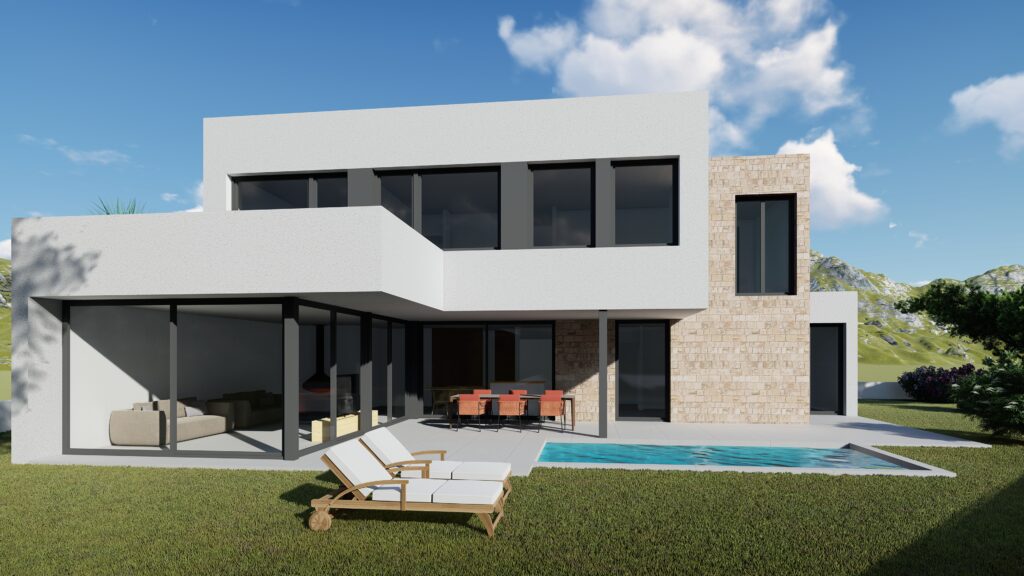 Taula d'arquitectura - Planols vivenda render