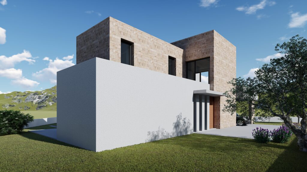 Taula d'arquitectura - Planols vivenda render