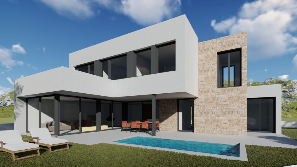 Taula d'arquitectura - Planols vivenda render
